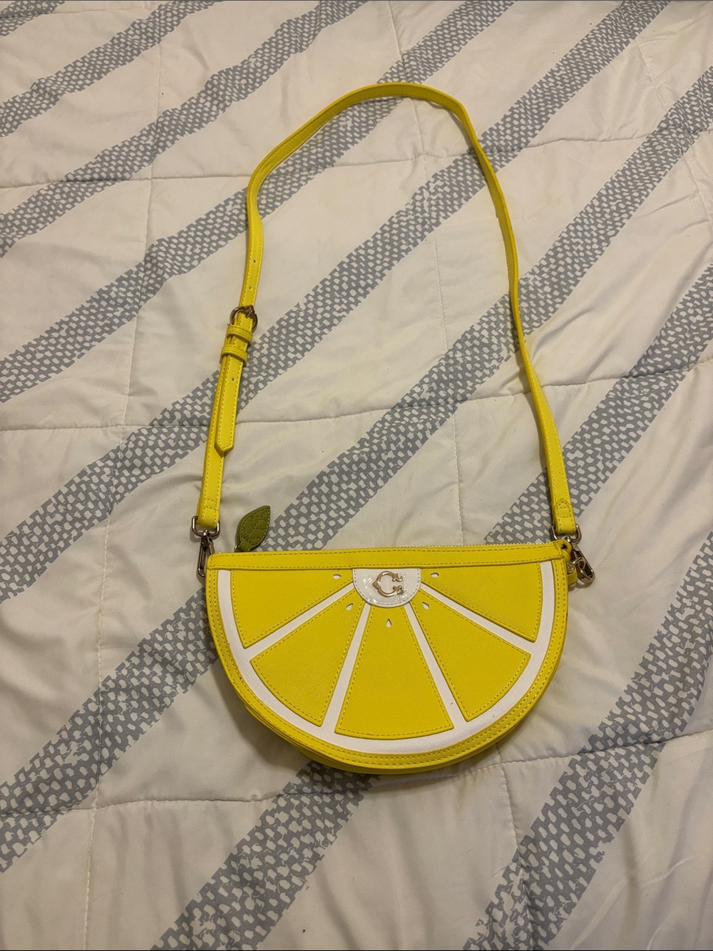 C. Wonder Yellow and White Citrus Slice Crossbody Bag